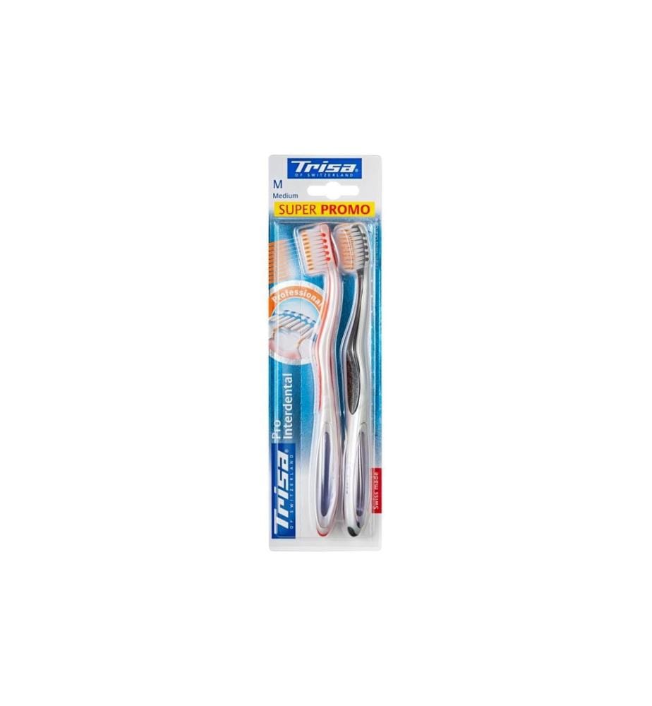 TRISA - Brosse à dents manuelle Pro Interdental medium duo, assorti