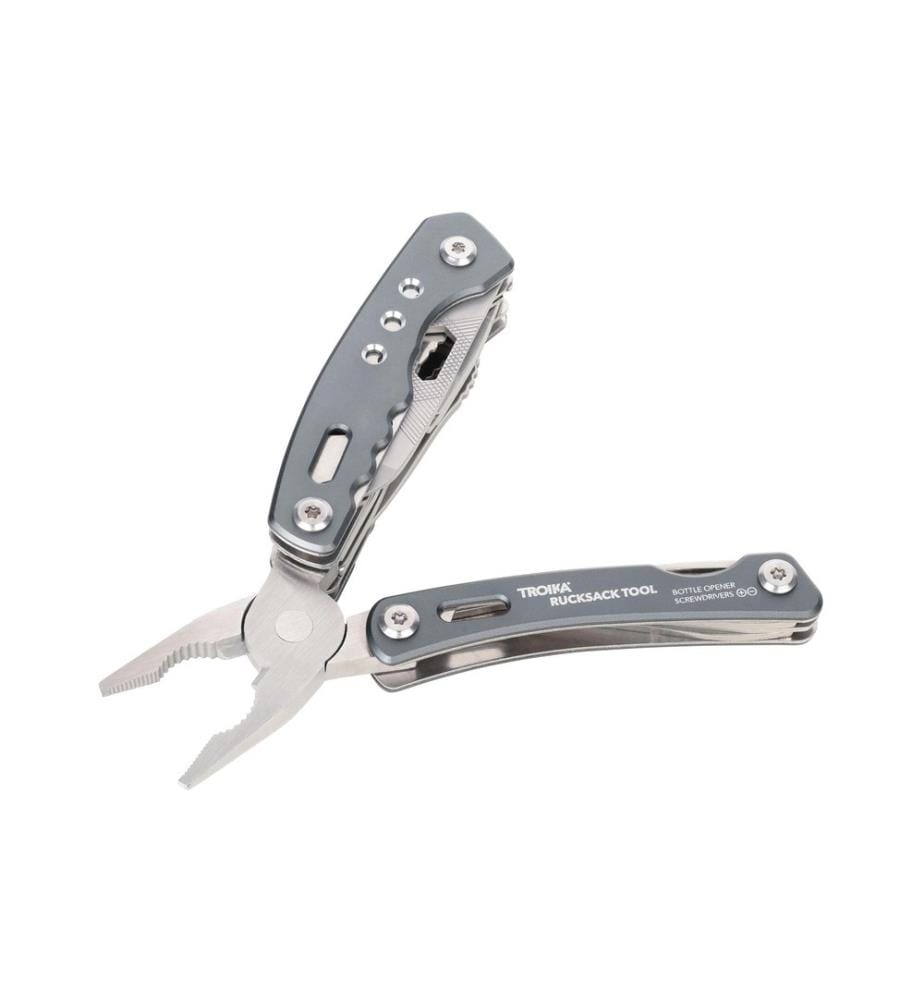 TROIKA - Taschenmesser Rucksack Tool mit 15 Funktionen, Grau
