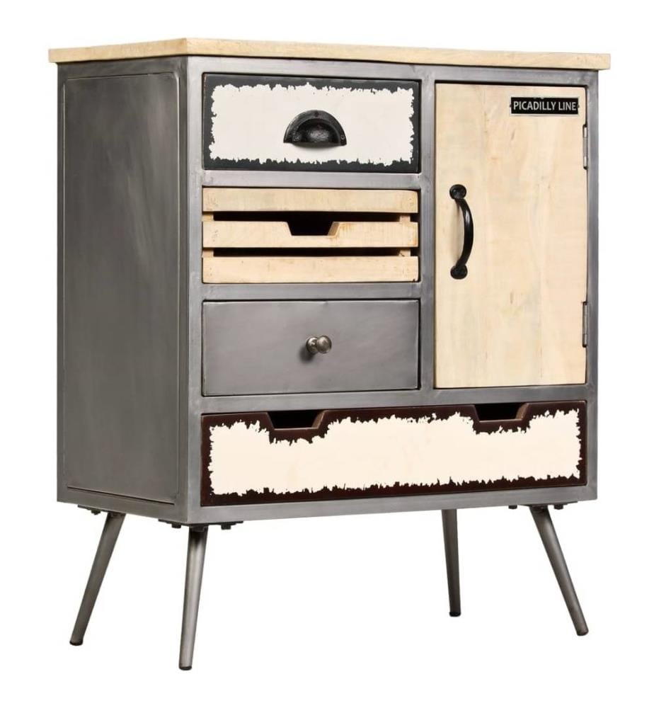 Buffet Bois de manguier massif et acier 65 x 33 x 76 cm