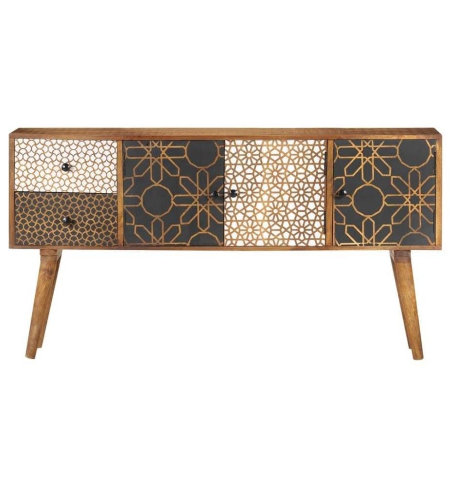 Sideboard mit Druckmuster 130×30×70 cm Massivholz Mango