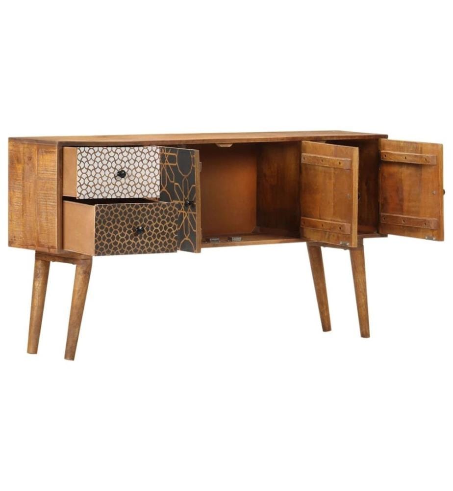 Sideboard mit Druckmuster 130×30×70 cm Massivholz Mango