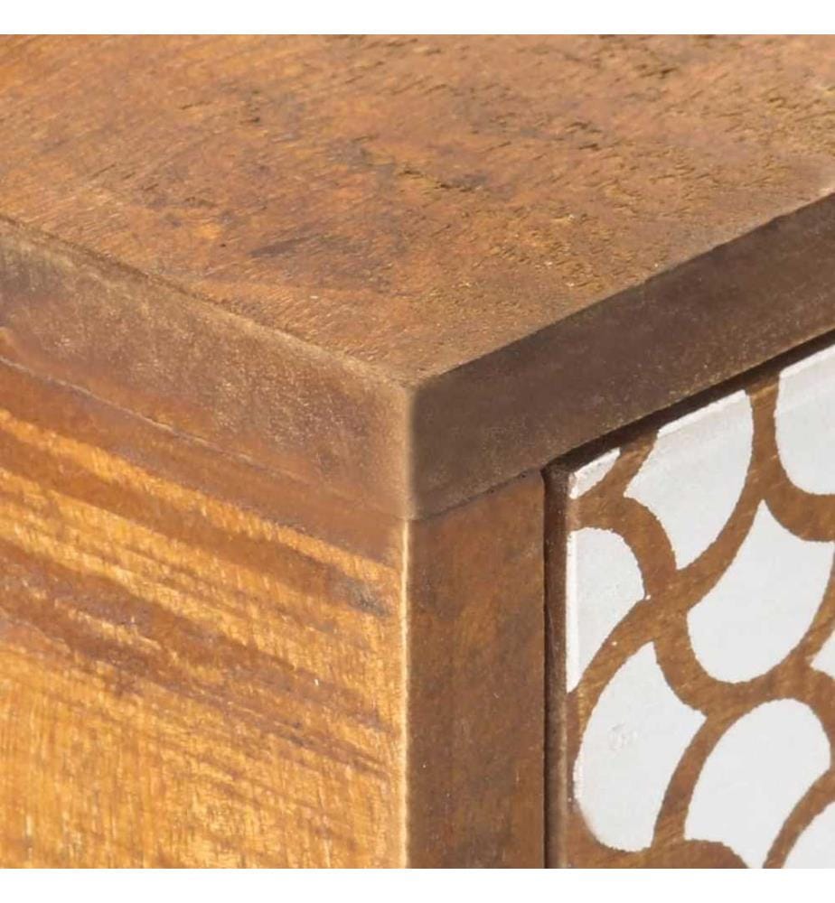 Sideboard mit Druckmuster 130×30×70 cm Massivholz Mango