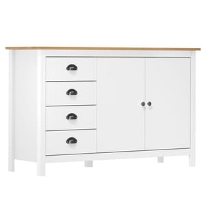 Sideboard Hill Weiss 130x40x80 cm Massivholz Kiefer