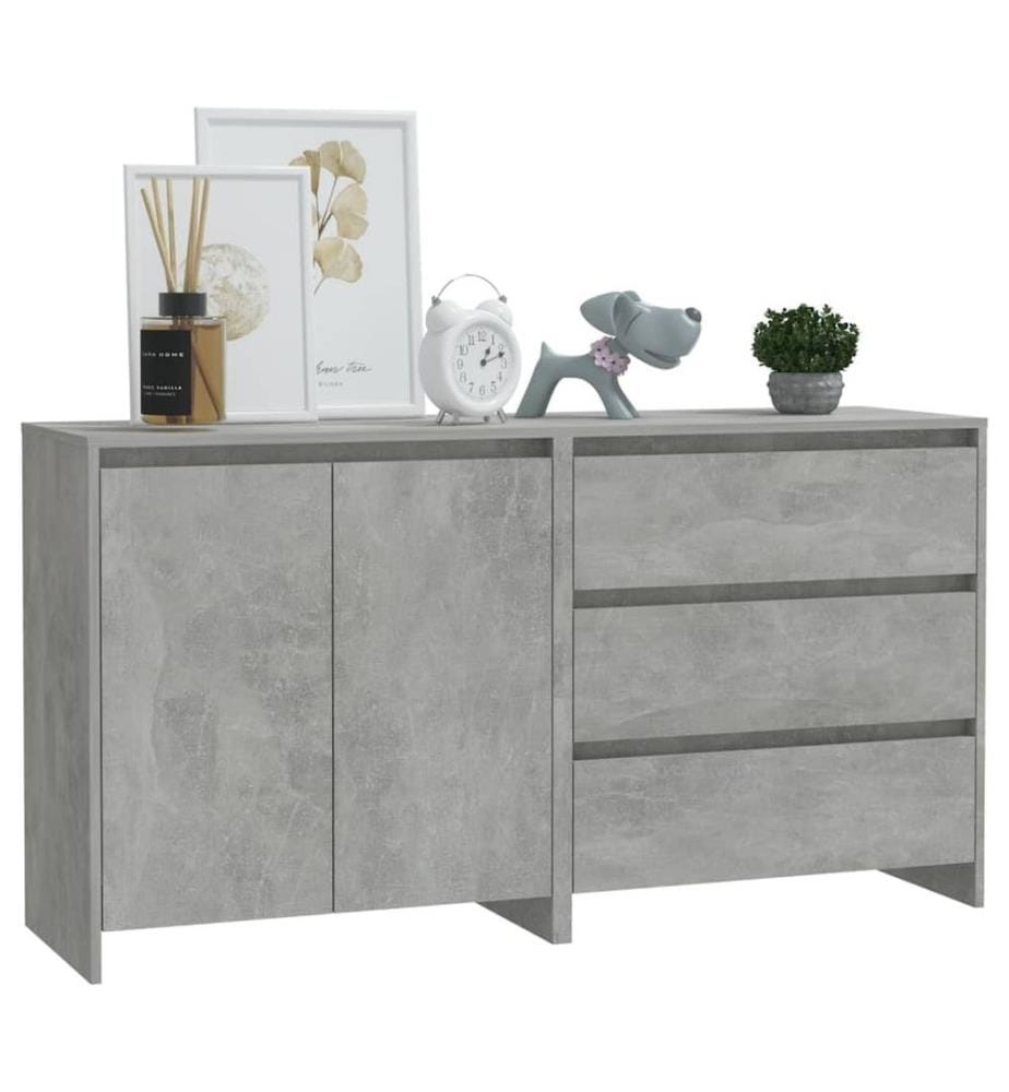 Buffets 2 pcs Gris béton Bois d'ingénierie