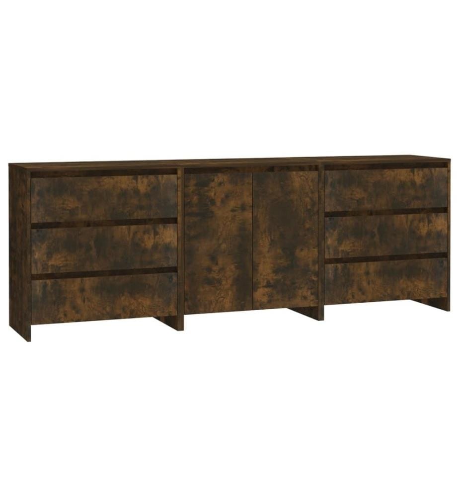 3-tlg. Sideboard Räuchereiche Holzwerkstoff