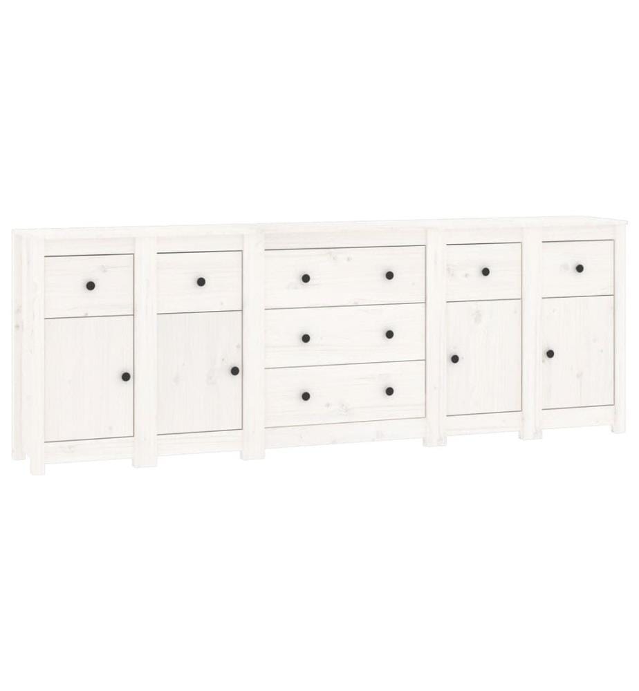 Sideboard Weiss 230x35x80 cm Massivholz Kiefer