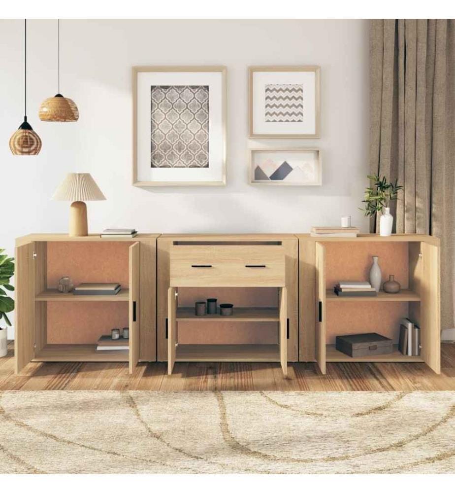Sideboards 3 Stk. Sonoma-Eiche Holzwerkstoff