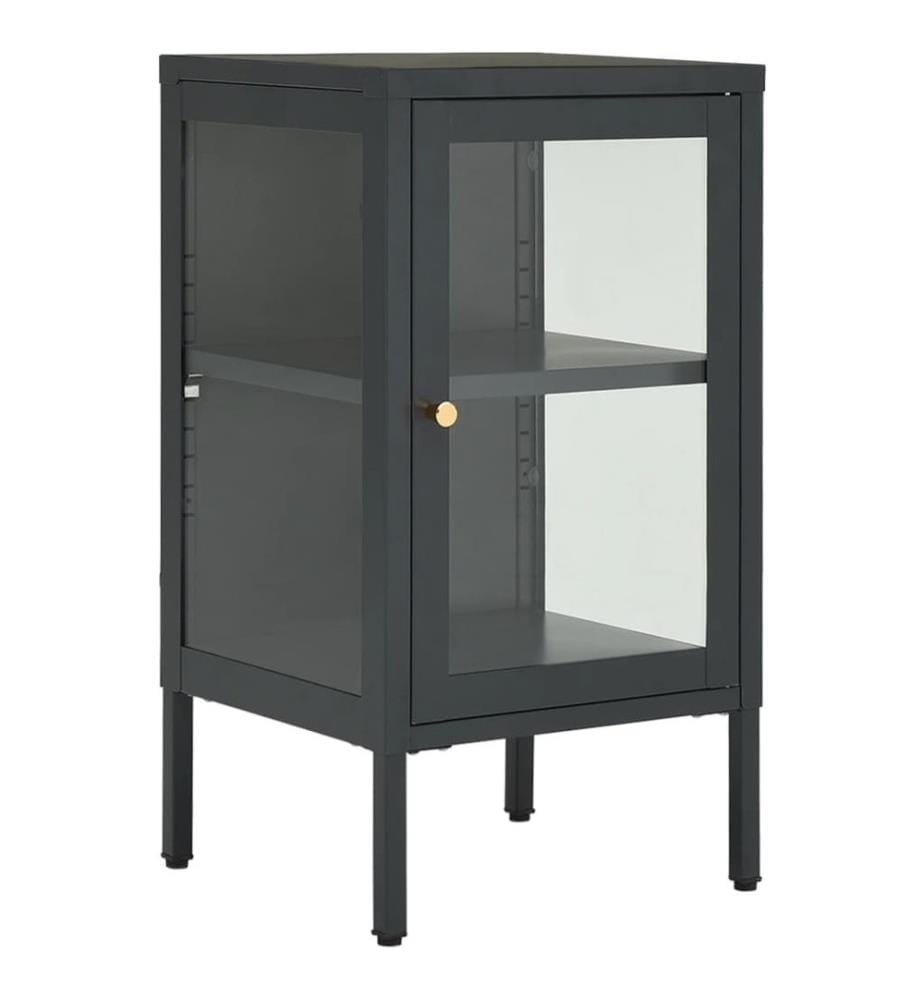 Buffet Anthracite 38x35x70 cm Acier et verre