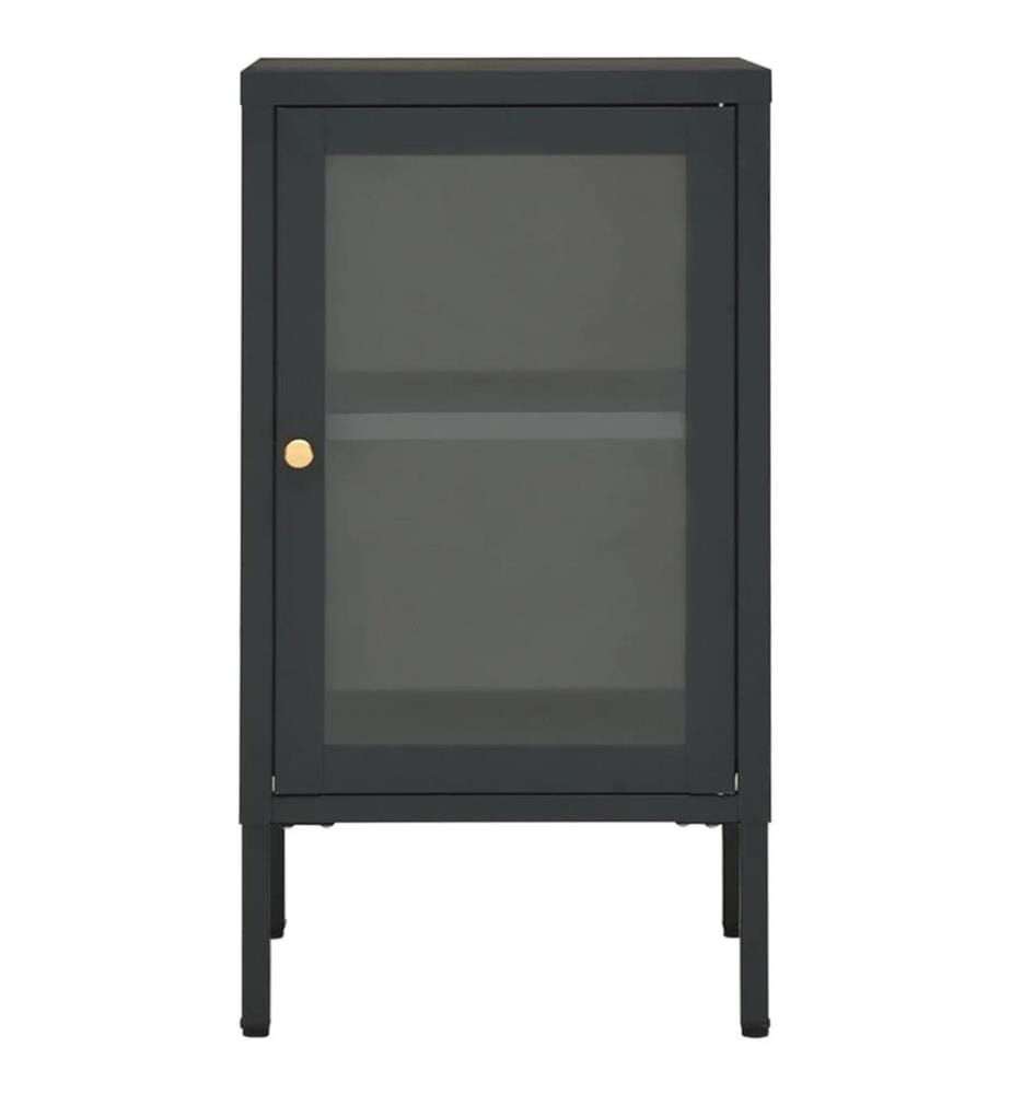 Buffet Anthracite 38x35x70 cm Acier et verre