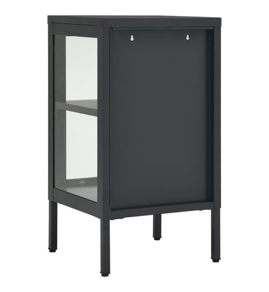 Buffet Anthracite 38x35x70 cm Acier et verre
