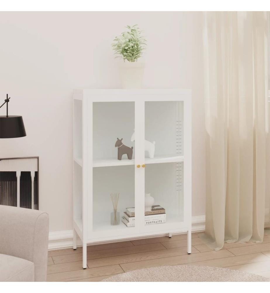 Sideboard Weiss 75x35x105 cm Stahl und Glas