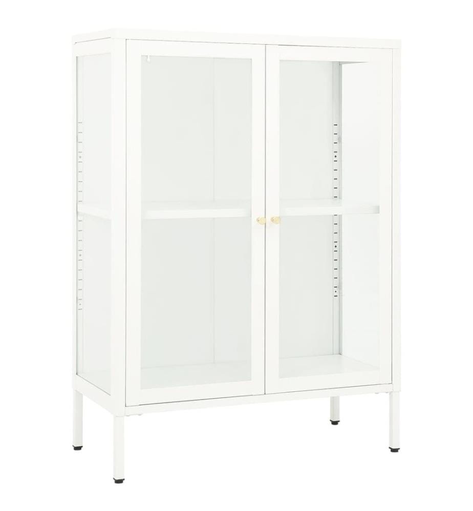 Sideboard Weiss 75x35x105 cm Stahl und Glas