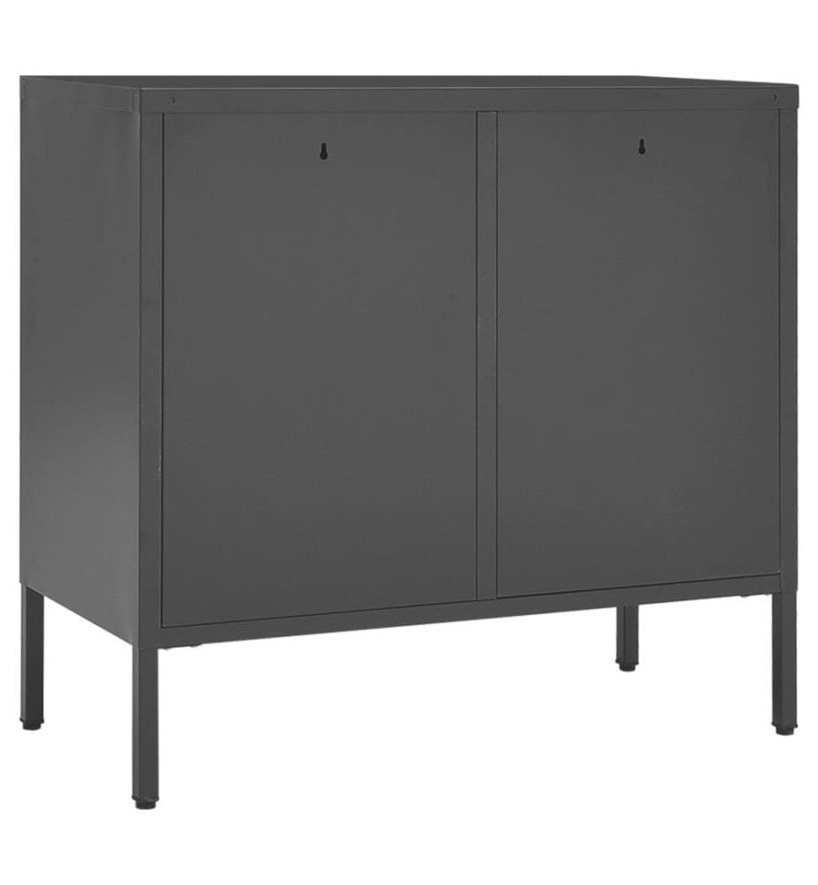 Buffet Anthracite 75x35x70 cm Acier et verre trempé