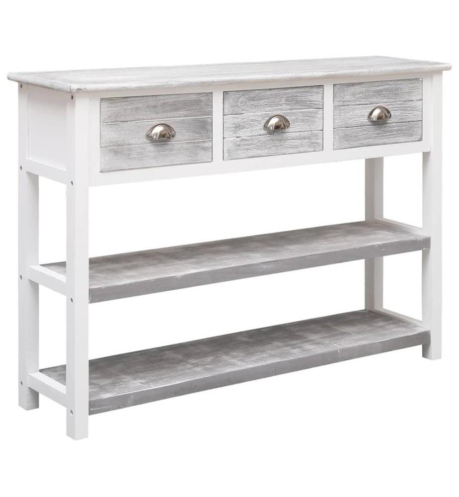Sideboard Antik-Grau 108x30x76 cm Massivholz Paulownia