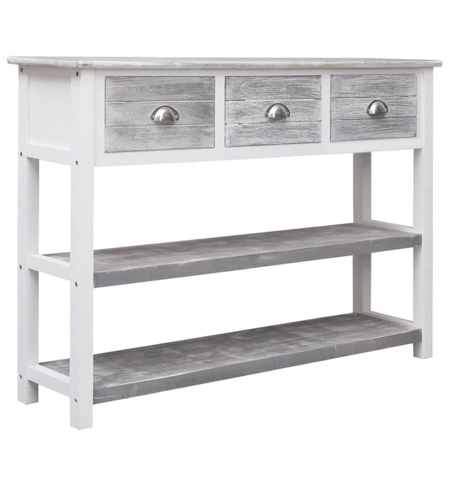Sideboard Antik-Grau 108x30x76 cm Massivholz Paulownia