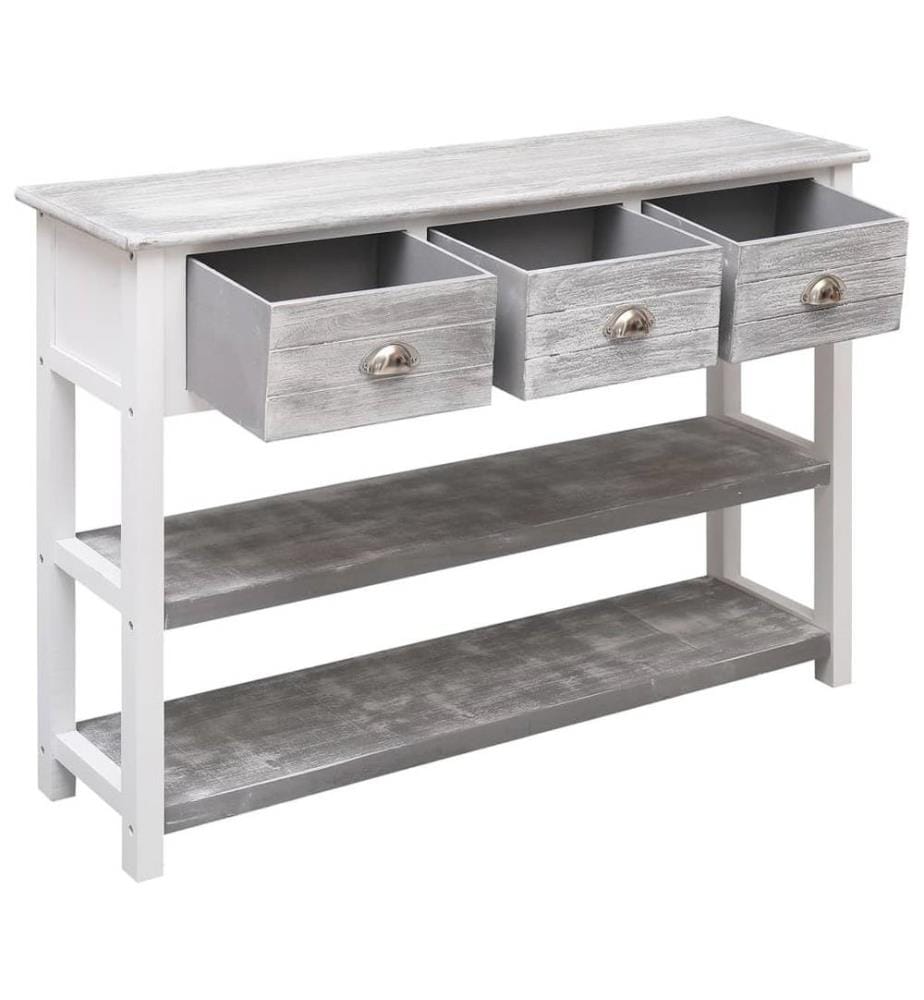 Sideboard Antik-Grau 108x30x76 cm Massivholz Paulownia