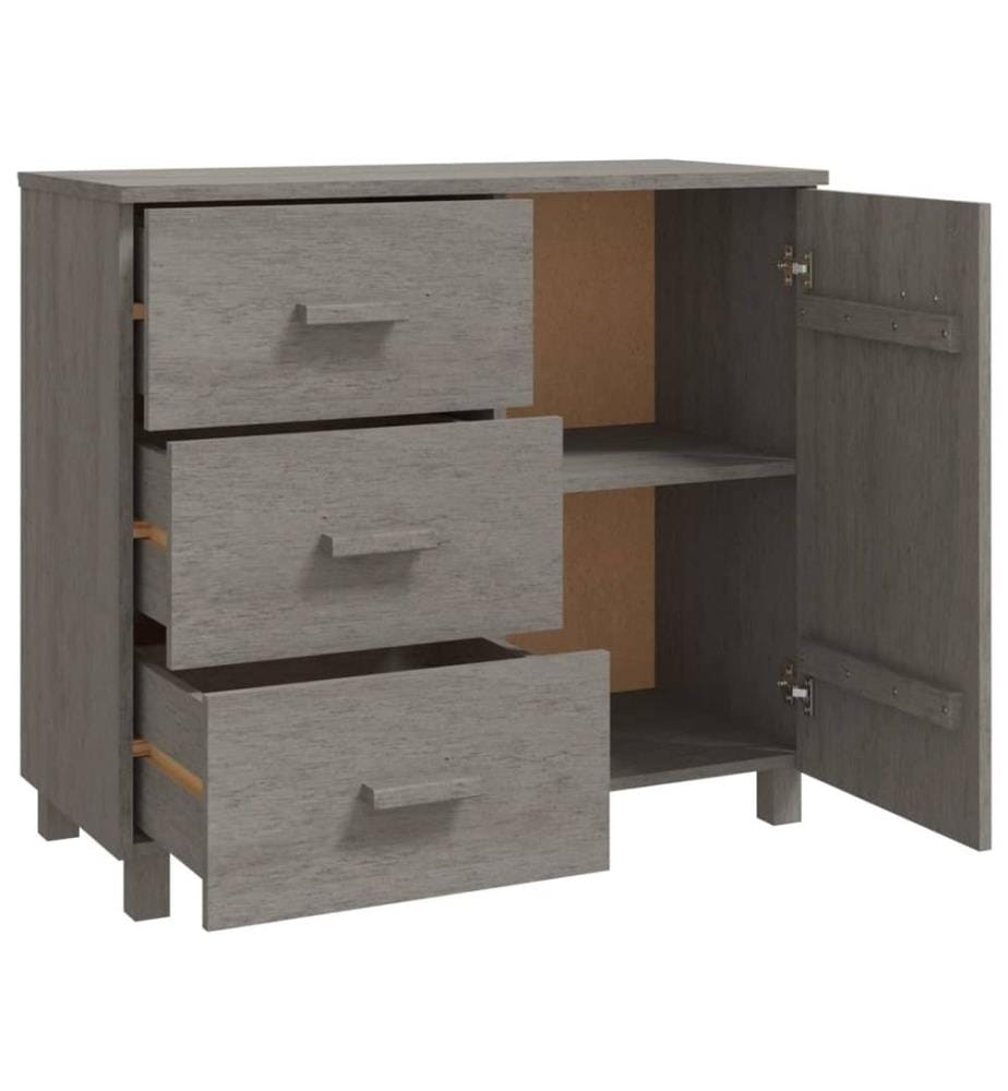Buffet HAMAR Gris clair 90x40x80 cm Bois massif de pin