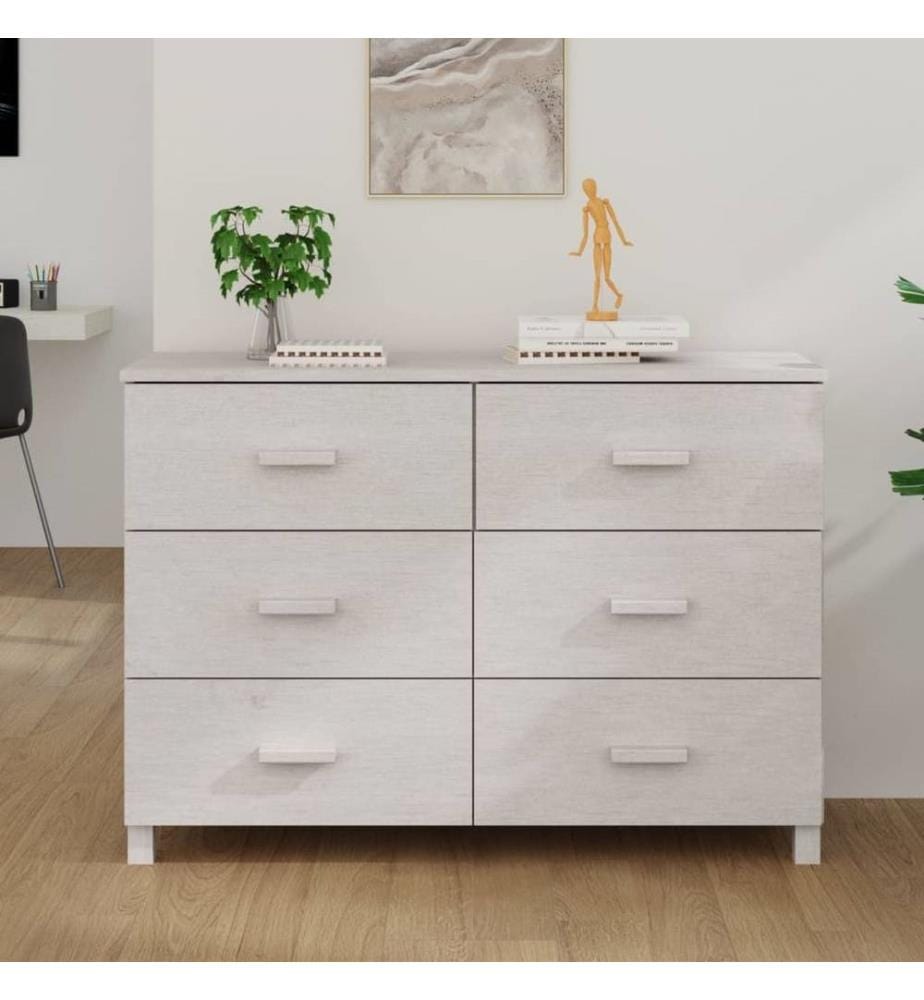 Buffet MOLDE Blanc 113x40x80 cm Bois massif de pin