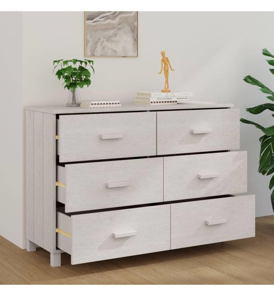 Buffet MOLDE Blanc 113x40x80 cm Bois massif de pin