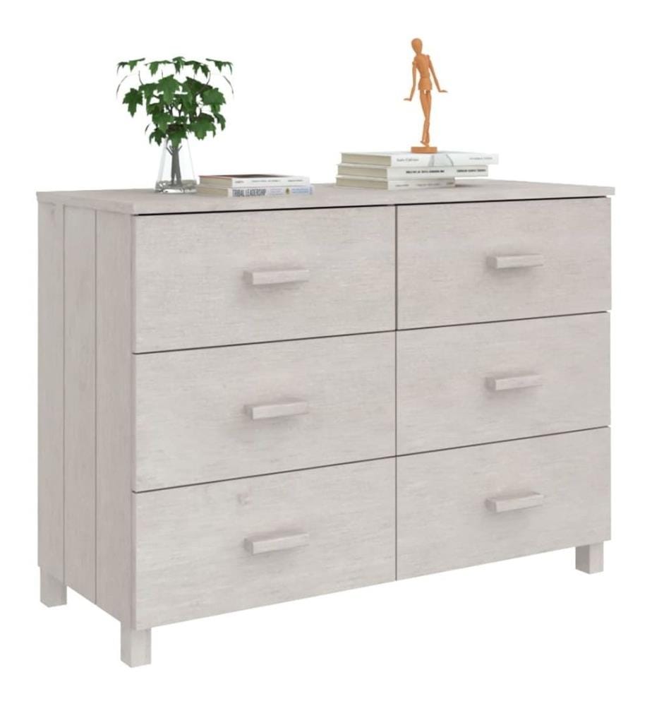 Buffet MOLDE Blanc 113x40x80 cm Bois massif de pin
