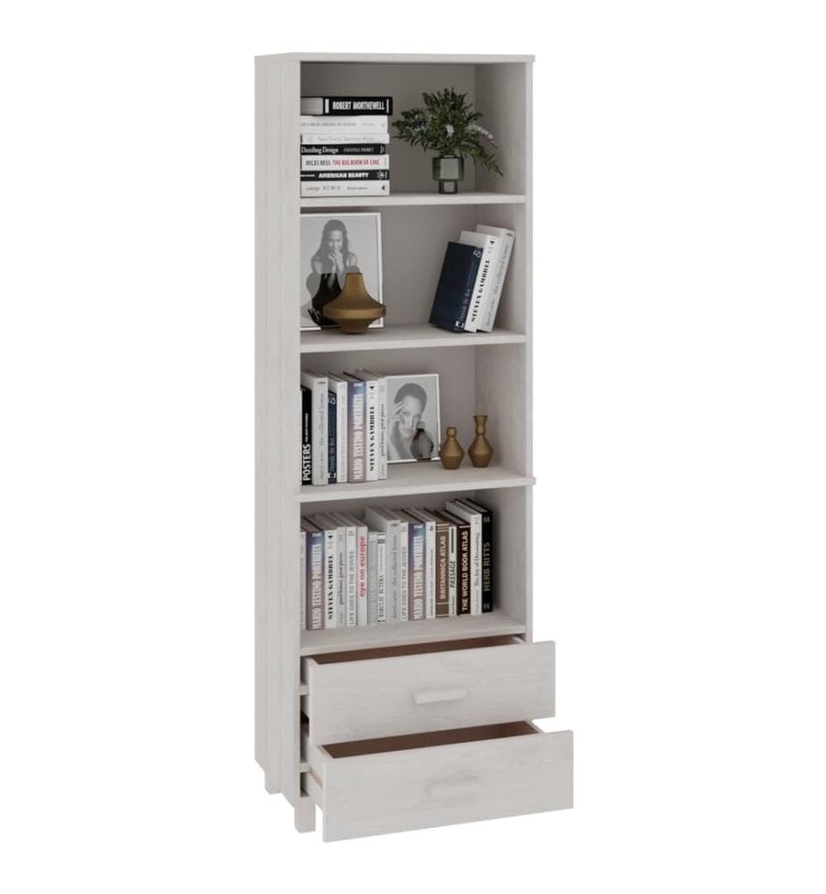 Buffet HAMAR Blanc 60x35x180 cm Bois de pin massif