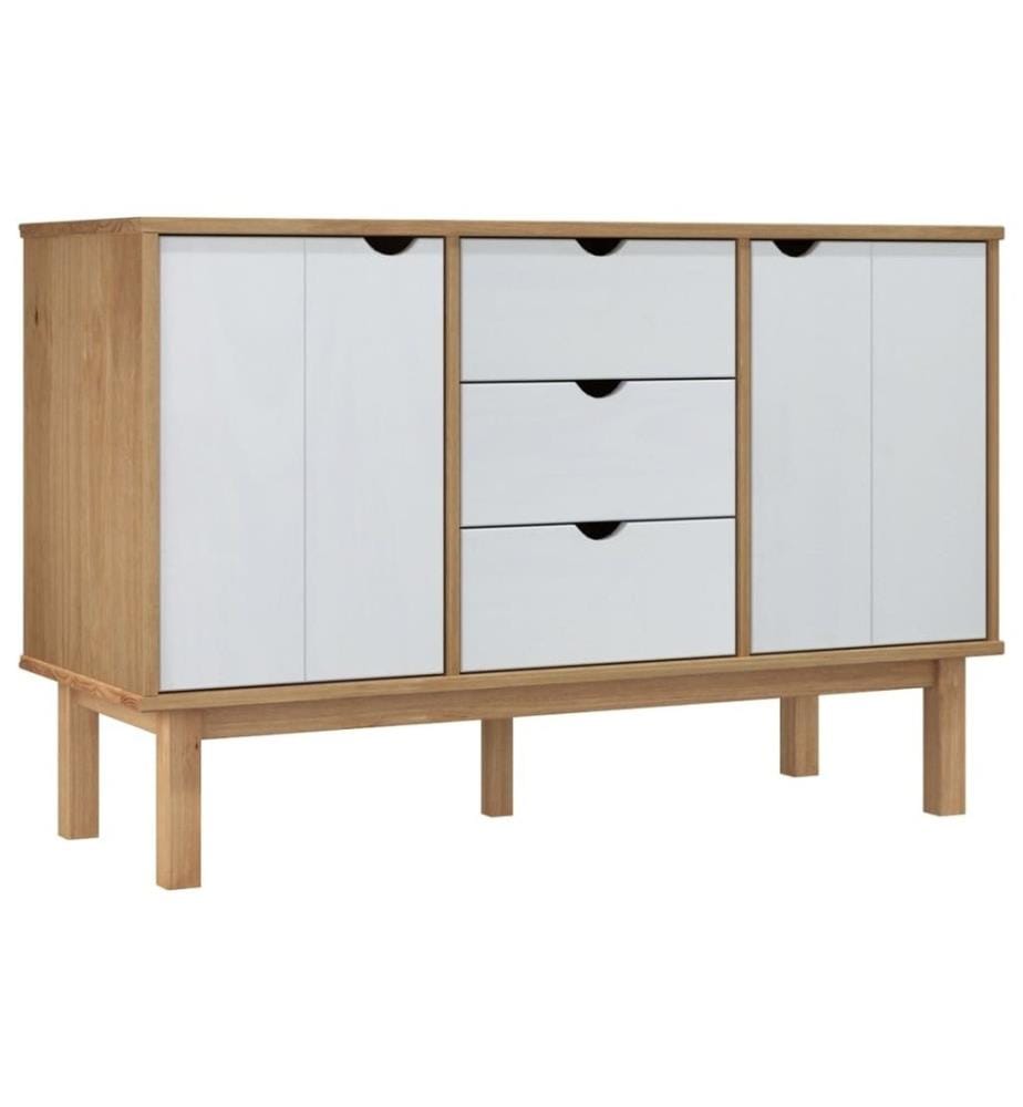 Buffet OTTA Marron et blanc 113,5x43x73 cm Bois massif pin