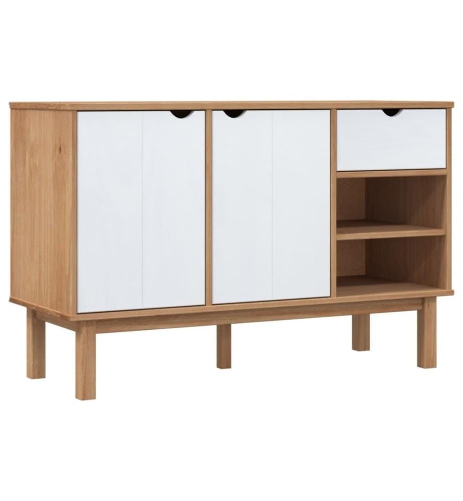 Buffet OTTA Marron et blanc 114x43x73,5 cm Bois massif pin