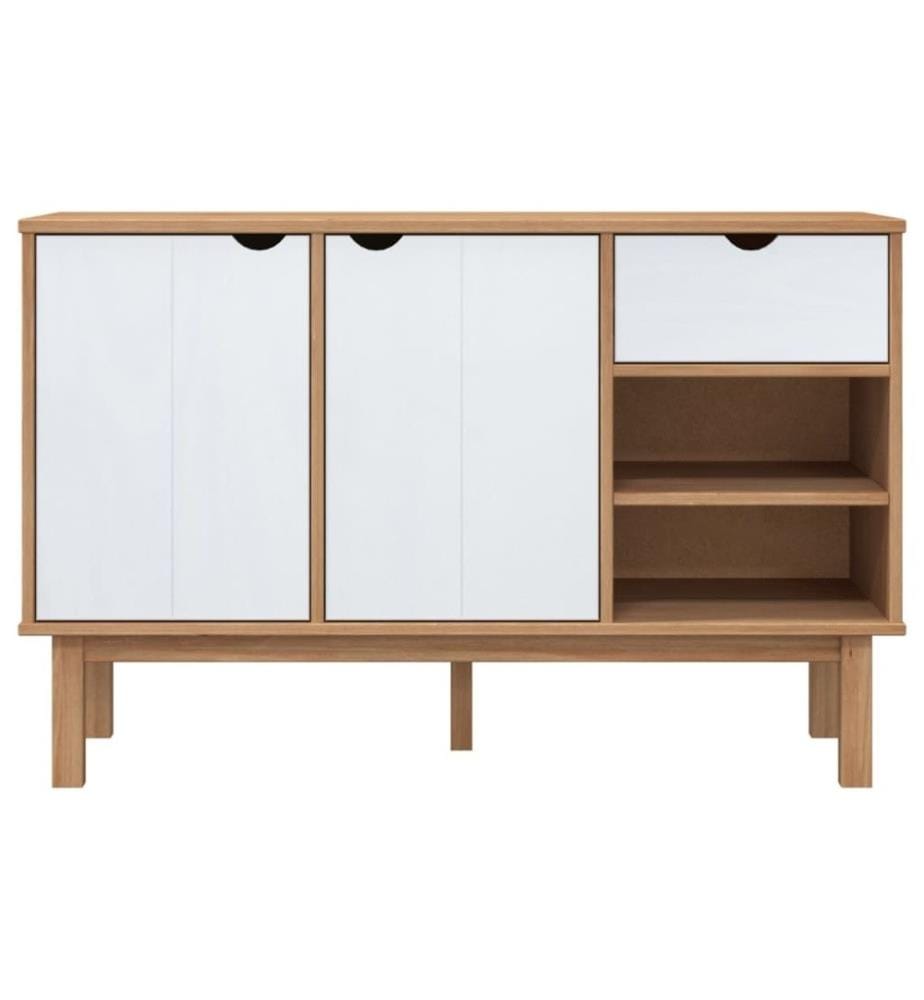Buffet OTTA Marron et blanc 114x43x73,5 cm Bois massif pin