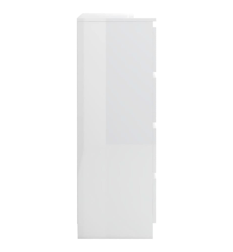 Buffet Blanc brillant 60x35x98,5 cm Bois d'ingénierie