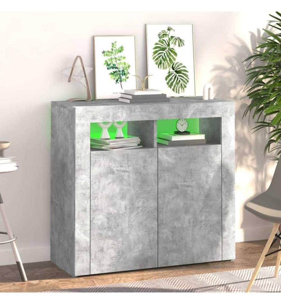 Sideboard mit LED-Leuchten Betongrau 80x35x75 cm