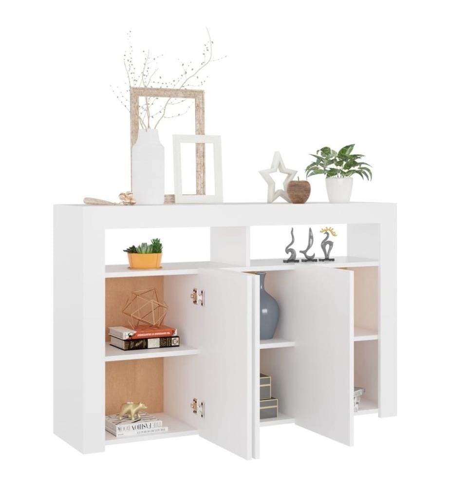 Buffet avec lumières LED Blanc 115,5x30x75 cm