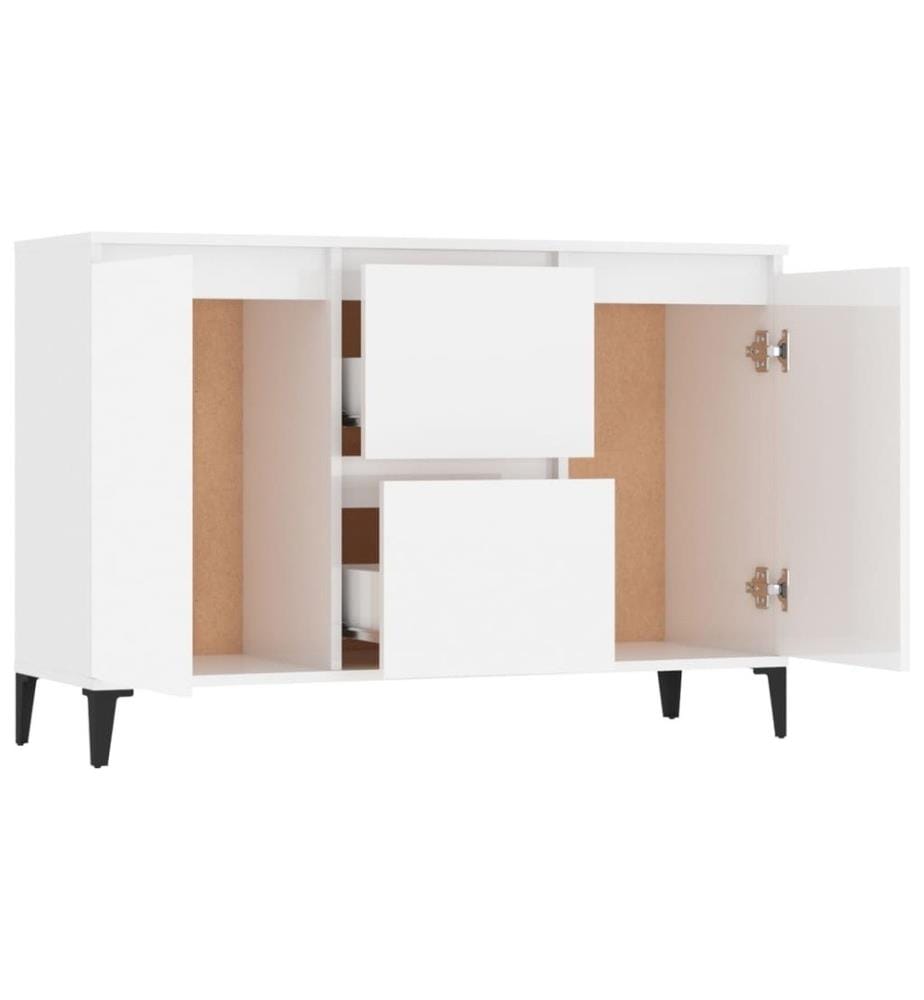 Buffet Blanc brillant 104x35x70 cm Aggloméré