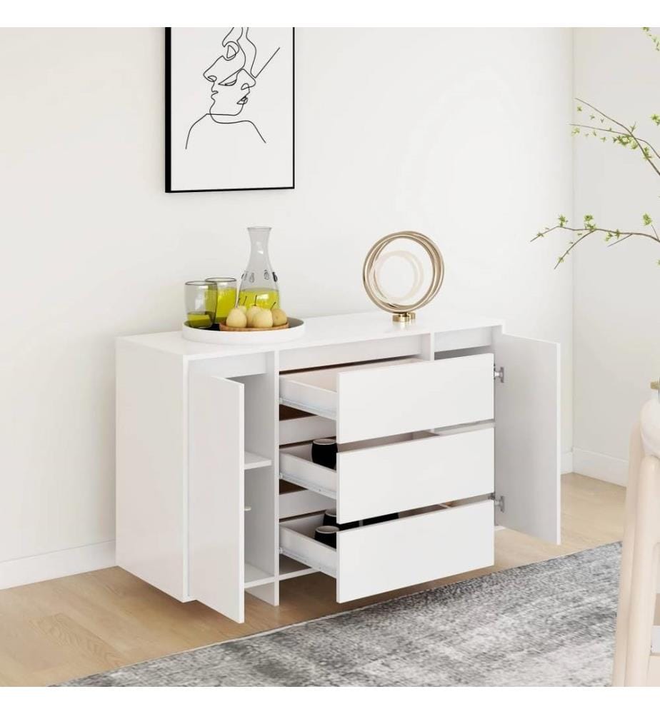 Sideboard mit 3 Schubladen Weiss 120x41x75 cm Holzwerkstoff