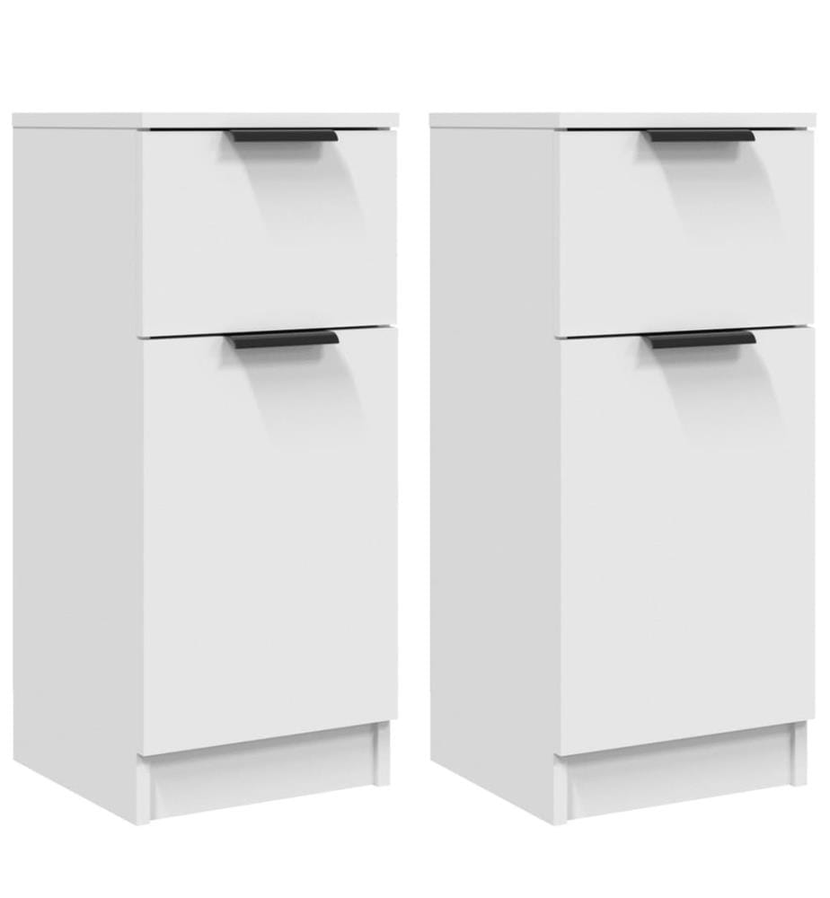 Buffets 2 pcs Blanc 30x30x70 cm Bois d'ingénierie