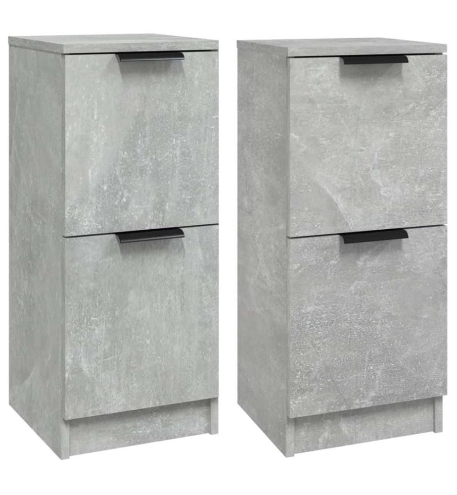Buffets 2 pcs Gris béton 30x30x70 cm Bois d'ingénierie