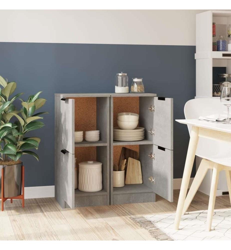 Buffets 2 pcs Gris béton 30x30x70 cm Bois d'ingénierie