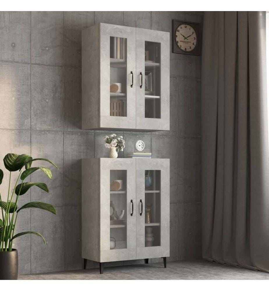 Armoire murale suspendue Gris béton 69,5x34x90 cm