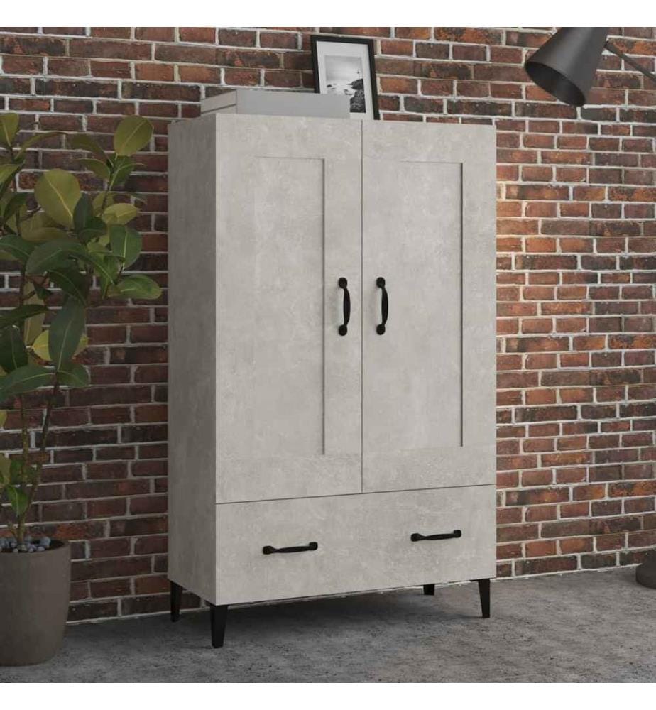 Buffet haut Gris béton 70x31x115 cm Bois d'ingénierie