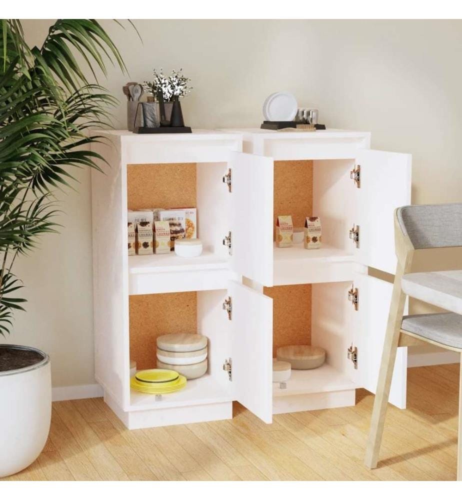 Sideboards 2 Stk. Weiss 31,5x34x75 cm Massivholz Kiefer