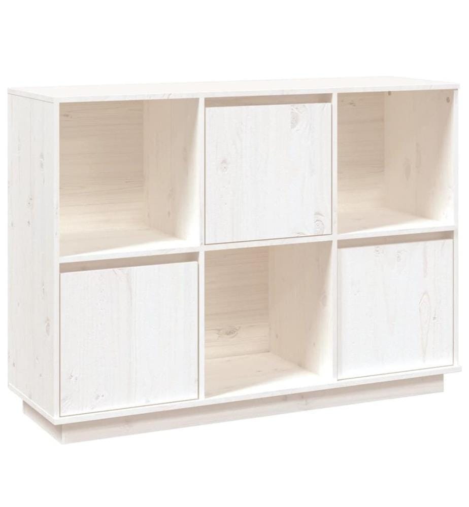 Buffet Blanc 110,5x35x80 cm Bois massif de pin