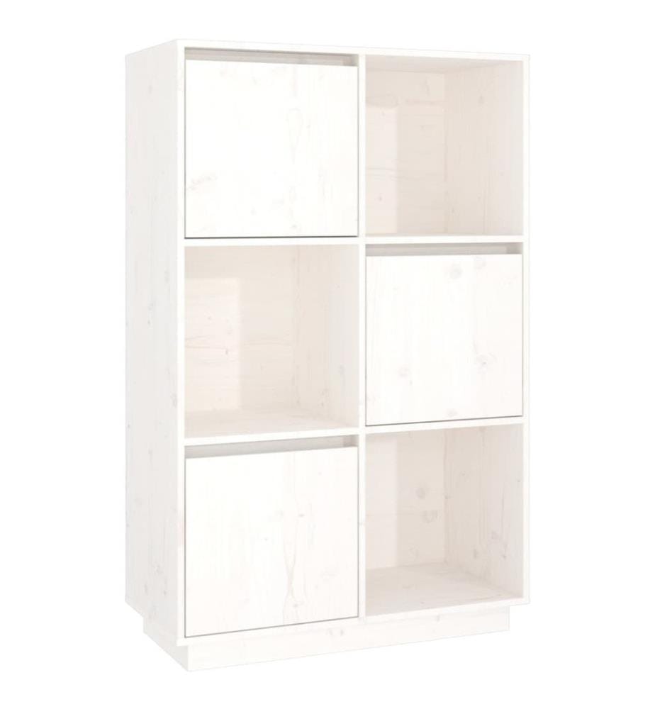 Highboard Weiss 74x35x117 cm Massivholz Kiefer