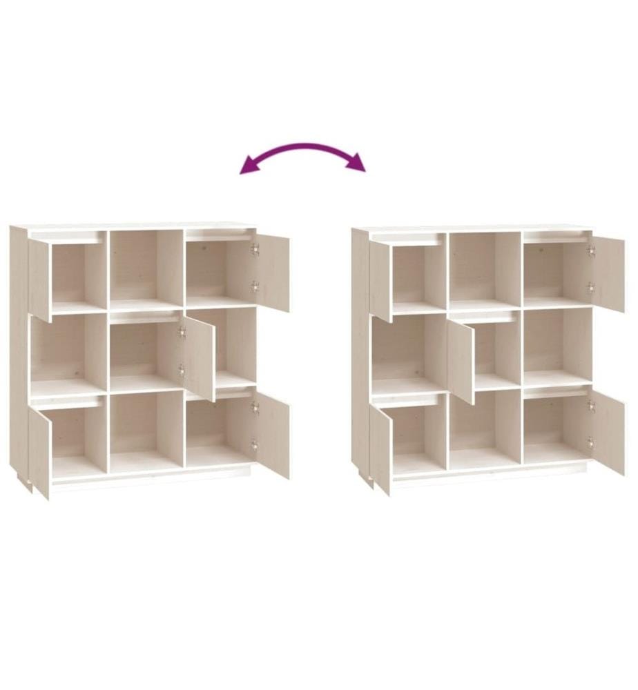 Buffet Blanc 110,5x35x117 cm Bois massif de pin