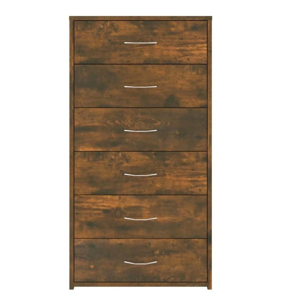 Buffet avec 6 tiroirs Chêne fumé 50x34x96 cm Bois d'ingénierie