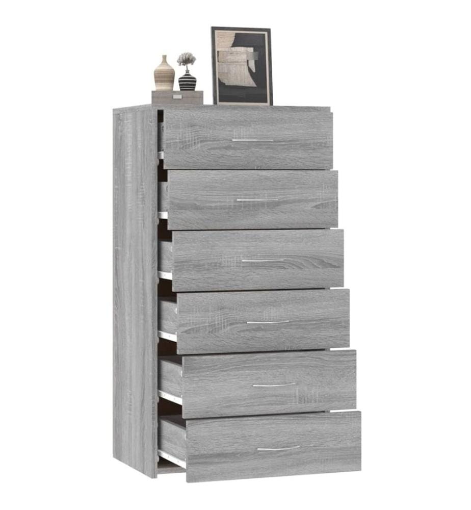 Buffet avec 6 tiroirs Sonoma gris 50x34x96 cm Bois d'ingénierie