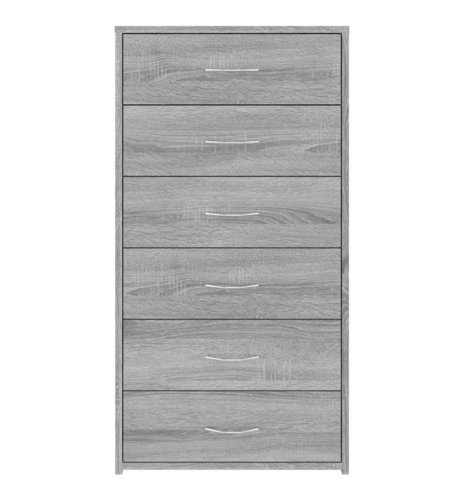 Buffet avec 6 tiroirs Sonoma gris 50x34x96 cm Bois d'ingénierie