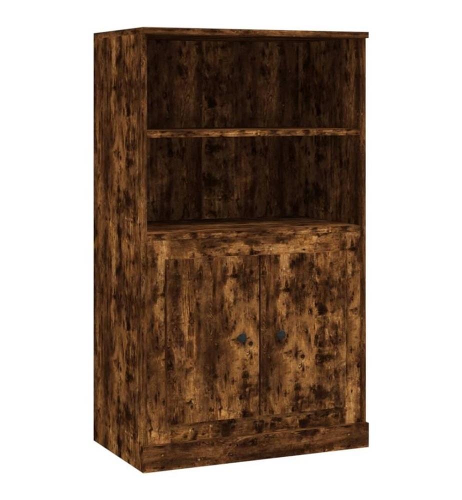 Buffet haut chêne fumé 60x35,5x103,5 cm bois d'ingénierie