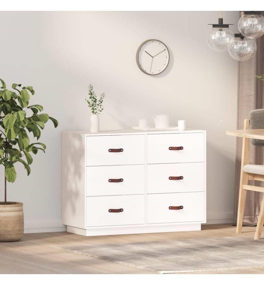 Sideboard Weiss 100x40x75 cm Massivholz Kiefer