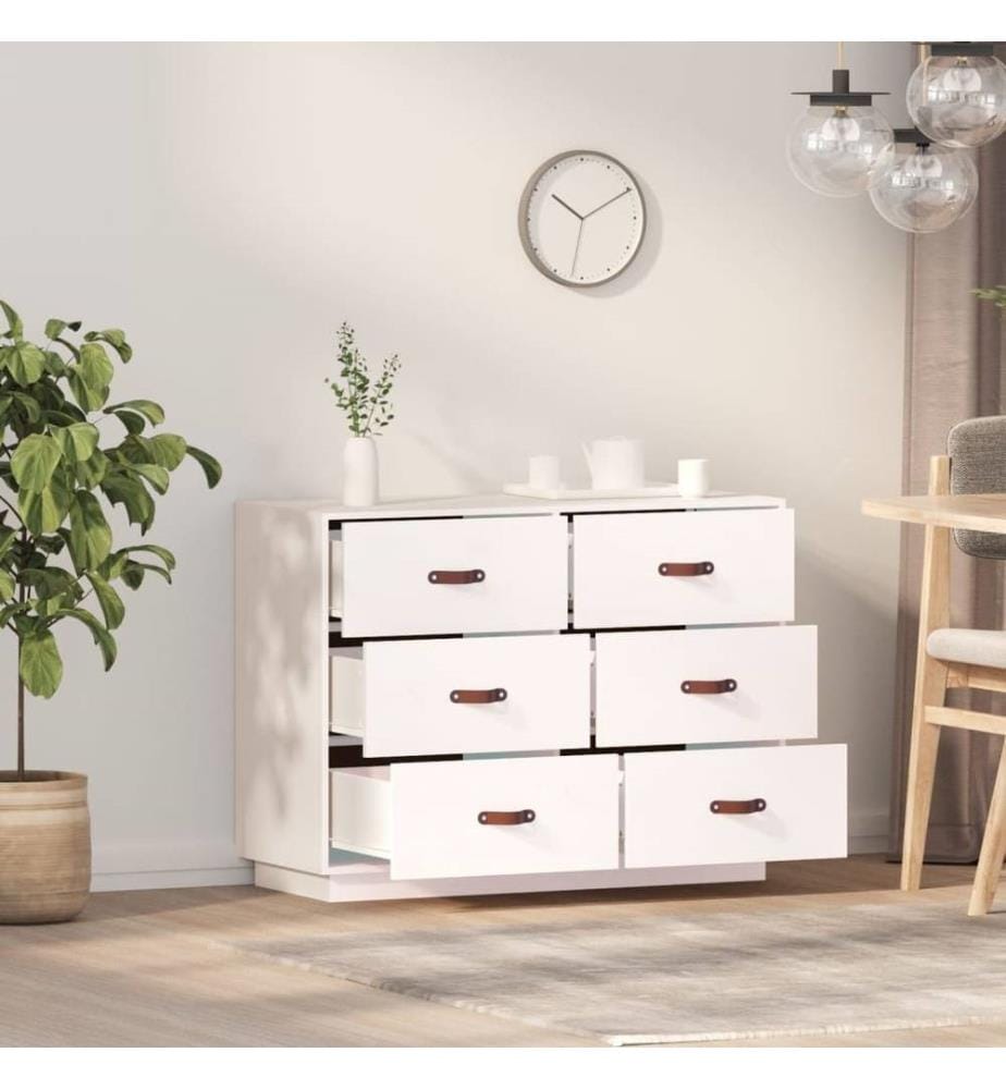 Sideboard Weiss 100x40x75 cm Massivholz Kiefer