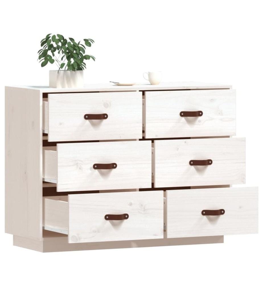 Sideboard Weiss 100x40x75 cm Massivholz Kiefer