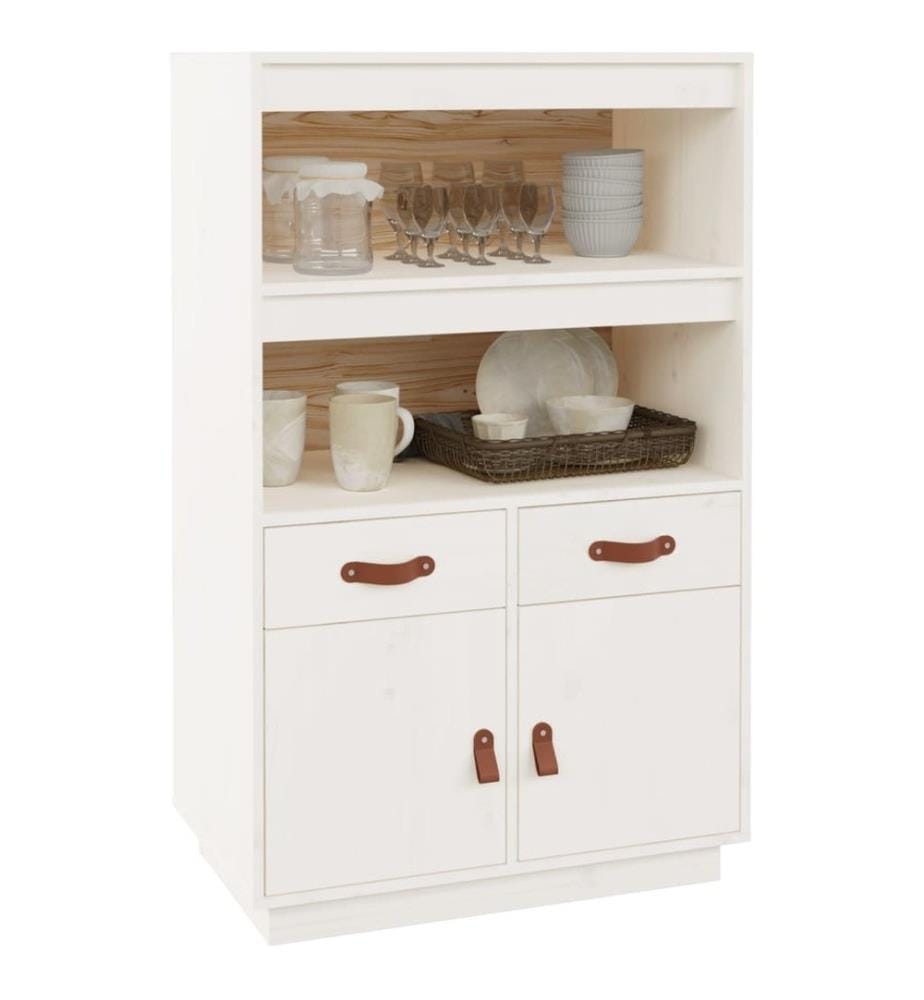 Buffet haut Blanc 67x40x108,5 cm Bois massif de pin